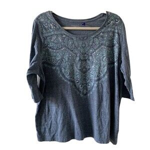 Catherines Womens Size 0X 14/16WP Petites Multicolor Paisley Print Blouse Top